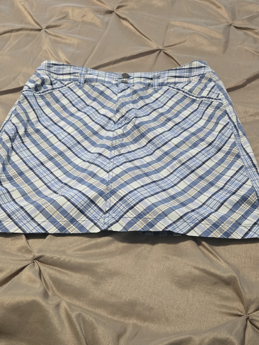 croft & barrow Blue and White Plaid Cotton Skort